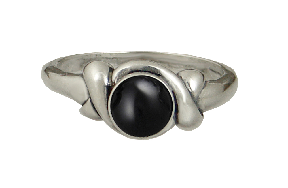 Sterling Silver Lover's Knot Ring With Black Onyx Size 8